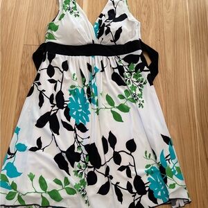 Blue and Green Sleeveless V-Neck Sundress. Tropical